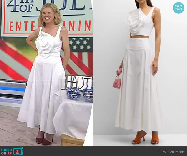 Lela Rose Oversize Rose Detail Crop Top and Pleated Full Maxi Skirt worn by Lela Rose on Today