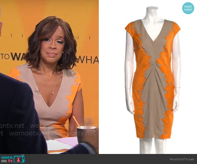 Lela Rose Printed Knee-Length Dress worn by Gayle King on CBS Mornings