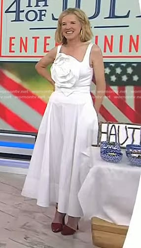 Lela Rose's white flower applique top and skirt on Today