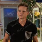 Leo’s black polo shirt with houndstooth pocket on Days of our Lives