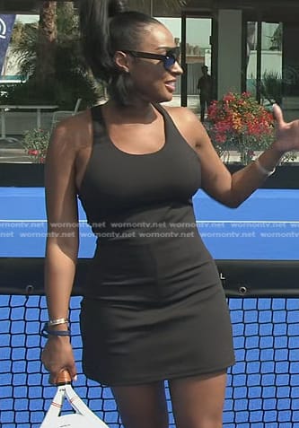 Lesa's black cutout back tennis dress on The Real Housewives of Dubai