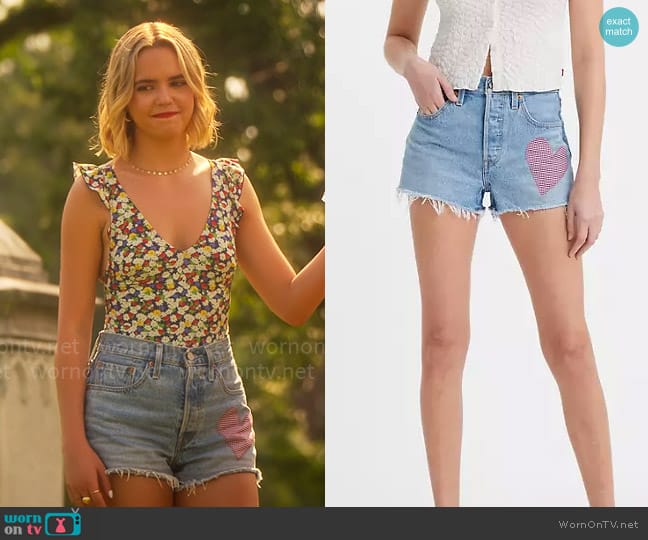 Imogen’s heart denim shorts on Pretty Little Liars Summer School