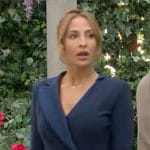 Lily’s navy peplum wrap jumpsuit on The Young and the Restless