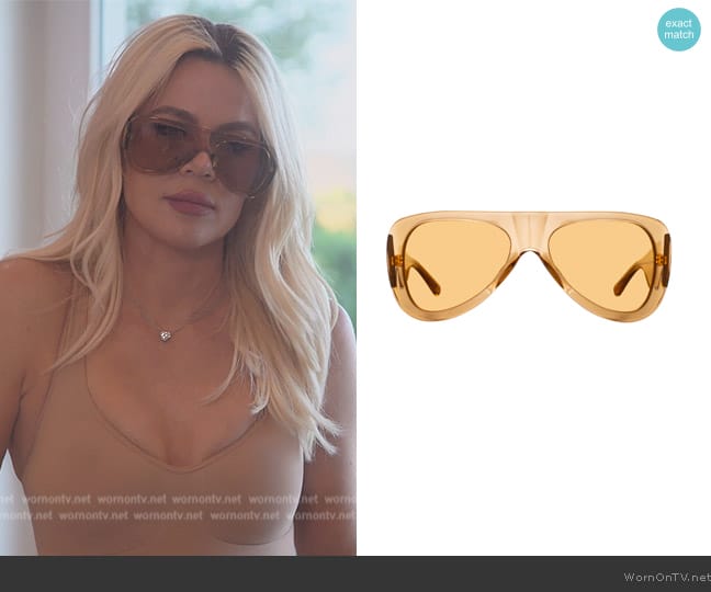 Linda Farrow The Attico Edie Aviator Sunglasses worn by Khloe Kardashian (Khloe Kardashian) on The Kardashians