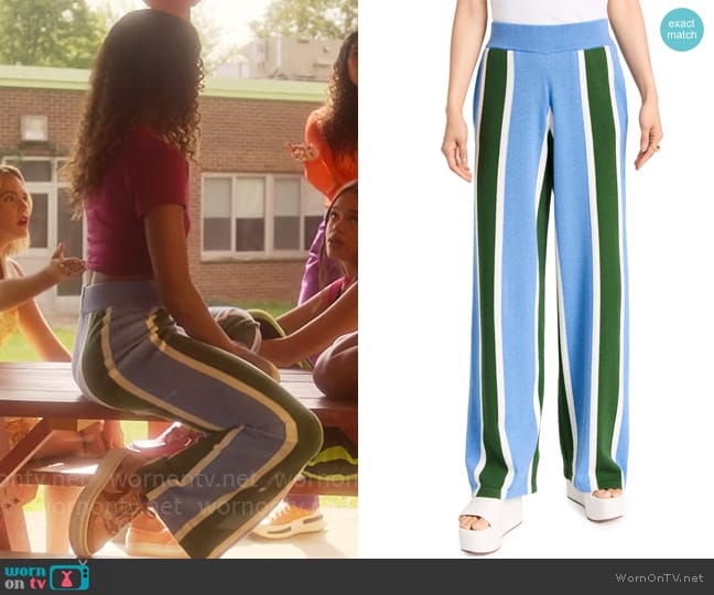 LMND Carmen Knit Pants in Green Bay / Ink Blue worn by Faran Bryant (Zaria) on Pretty Little Liars Original Sin