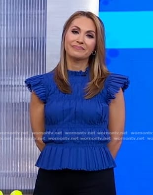 Lori's blue pleated smocked top on Good Morning America