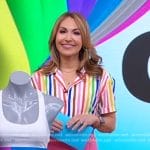 Lori’s rainbow striped shirt and pink asymmetric skirt on Good Morning America