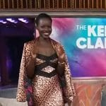 Lupita’s leopard print lace trim dress and blazer on The Kelly Clarkson Show