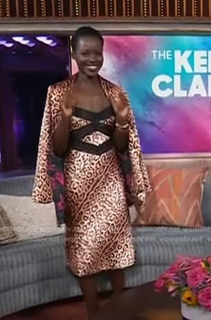 Lupita’s leopard print lace trim dress and blazer on The Kelly Clarkson Show