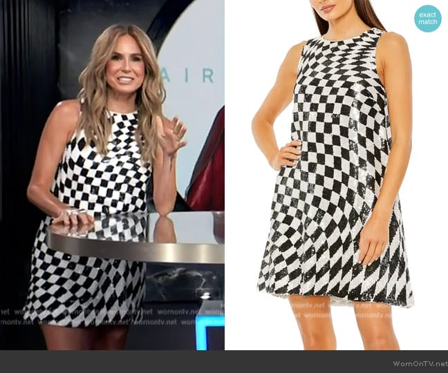 Mac Duggal Sequin Check Shift Cocktail Dress worn by Keltie Knight on E! News