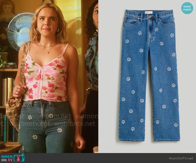 Madewell The Perfect Vintage Wide-Leg Crop Jean in Stamped Floral worn by Imogen Adams (Bailee Madison) on Pretty Little Liars Original Sin