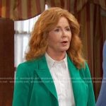 Maggie’s green blazer and pant suit on Days of our Lives