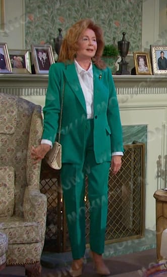 Maggie’s green blazer and pant suit on Days of our Lives