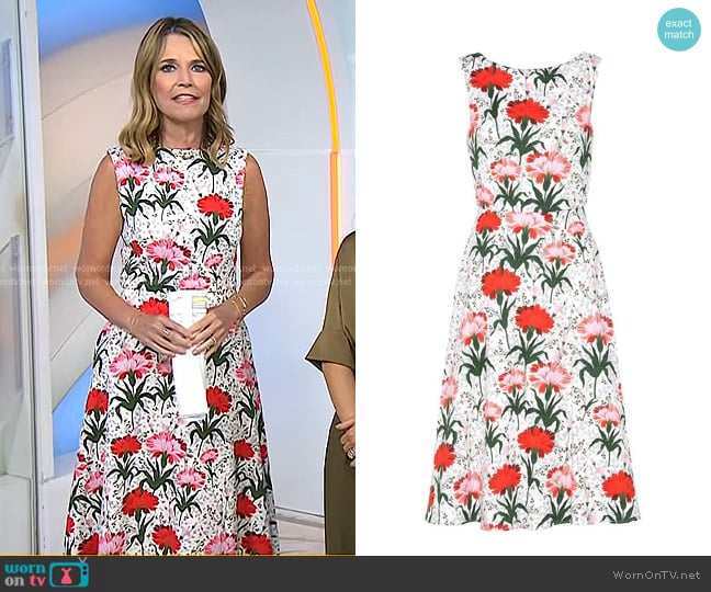 Maia Floral-Print Midi Dress by Erdem worn by Savannah Guthrie on Today