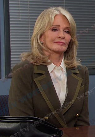 Marlena's army green double breasted blazer on Days of our Lives