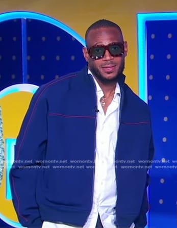 Marlon Wayans's navy track jacket on Good Morning America