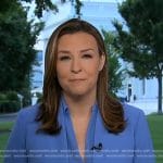 Mary’s blue blouse and collarless blazer on Good Morning America