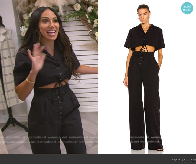 Matthew Bruch Cutout Camp Jumpsuit worn by Melissa Gorga on The Real Housewives of New Jersey