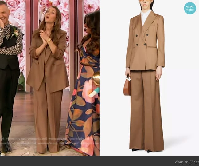 Max Mara Abissi double-breasted regular-fit wool blazer worn by Drew Barrymore on The Drew Barrymore Show