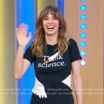 Maya Hawke’s graphic print tee and swan print skirt on Good Morning America