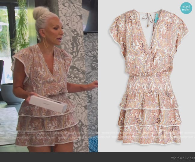 Melissa Odabash Jess tiered paisley-print voile mini dress worn by Margaret Josephs on The Real Housewives of New Jersey