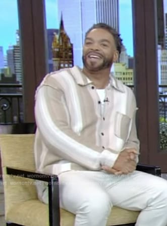 Method Man’s beige stripe shirt on Live with Kelly and Mark