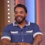 Method Man’s blue contrast trim knit shirt on Good Morning America