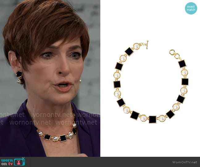 Ming Wang Resin and Pearl Short Necklace worn by Diane Miller (Carolyn Hennesy) on General Hospital