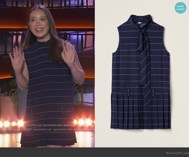 Miu Miu Striped Jersey Dress worn by Laufey on The Kelly Clarkson Show