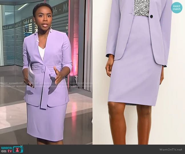 MM Lafleur The Cobble Hill Skirt in OrigamiTech worn by Zinhle Essamuah on NBC News Daily