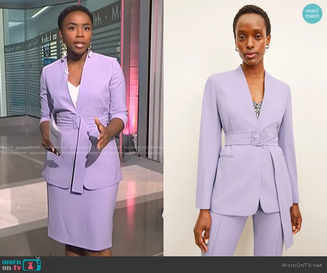 MM Lafleur The Twidwell Blazer in OrigamiTech worn by Zinhle Essamuah on NBC News Daily