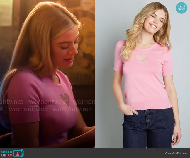 Kelly’s pink heart cutout top on Pretty Little Liars Original Sin