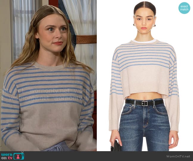 WornOnTV: Claire’s beige and blue striped sweater on The Young and the ...