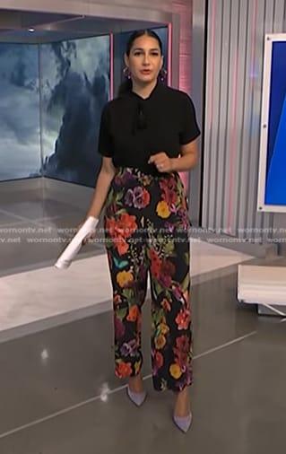 Morgan's black floral pants on NBC News Daily