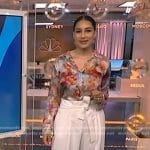 Morgan’s floral blouse and white wide-leg pants on NBC News Daily