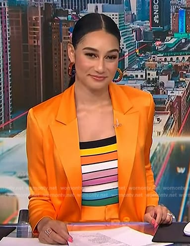 Morgan’s multicolor striped top on NBC News Daily