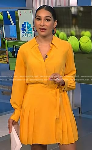 Morgan’s yellow pleated shirtdress on NBC News Daily