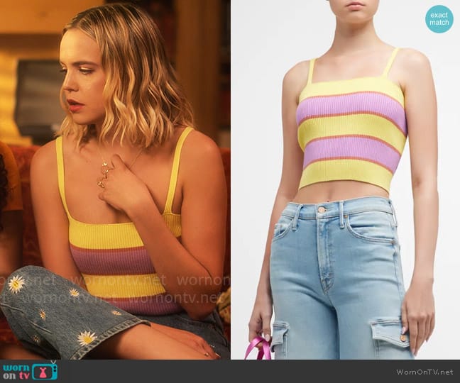 Mother The Tube Tank in Purple and Yellow Stripe worn by Imogen Adams (Bailee Madison) on Pretty Little Liars Original Sin