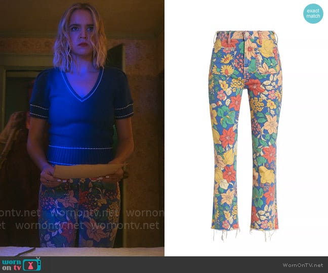 Mother The Hustler Floral Ankle-Crop Jeans in Fresh Blooms worn by Imogen Adams (Bailee Madison) on Pretty Little Liars Original Sin