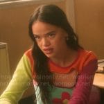 Mouse’s colorblock flower knit top and shrug on Pretty Little Liars Original Sin