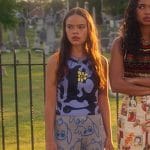 Mouse’s flower top and character print pants on Pretty Little Liars Original Sin