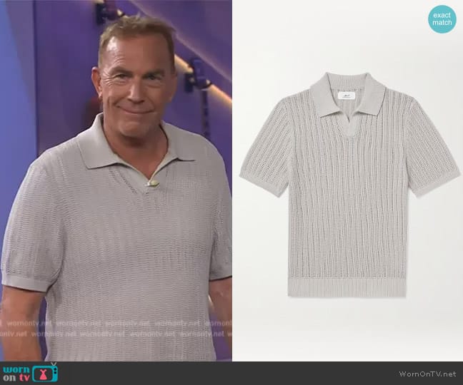 Reiss Mickey Open Collar Polo worn by Kevin Costner on The Kelly Clarkson Show