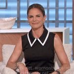 Natalie’s black dress with white tipped collar on The Talk