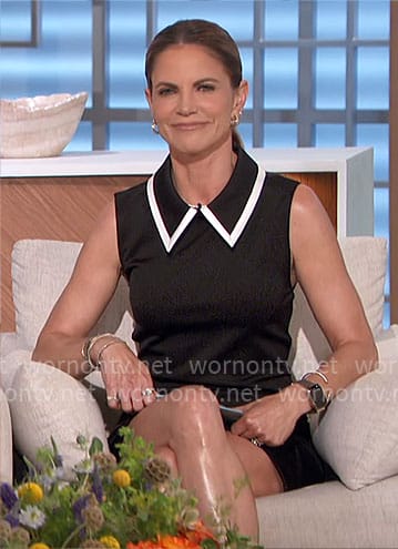 Natalie's black dress with white tipped collar on The Talk