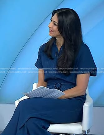 Natalie's blue belted jumpsuit on Today