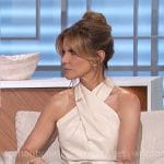 Natalie’s ivory leather cross-neck top on The Talk