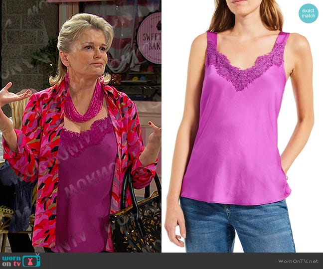 Nic + Zoe Lace Trim Tank in Vivid Magenta worn by Bonnie Lockhart (Judi Evans) on Days of our Lives