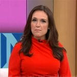 Nikki Battiste’s red side drape dress on CBS Mornings