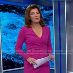 Norah’s pink ruched sheath dress on CBS Evening News