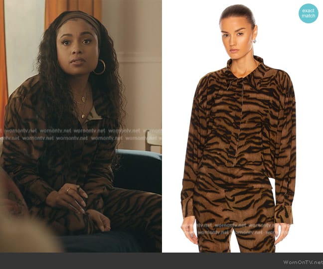 Norma Kamali Cropped Oversized Boyfriend Shirt worn by Tiffany (Hannaha Hall) on The Chi